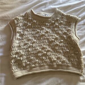 Zara Beige Textured Knit Vest